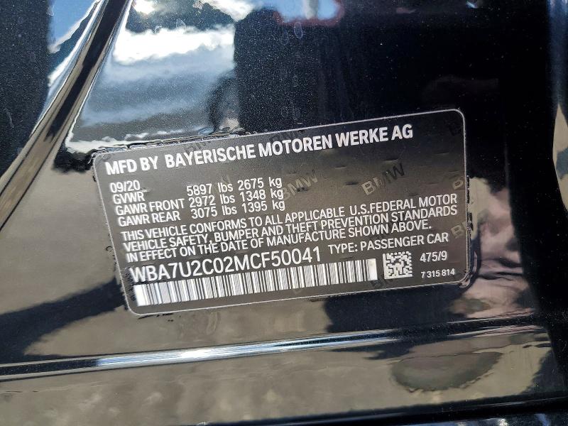 Aukcja sprzedaży 2021 Bmw 750, vin: WBA7U2C02MCF50041, numer aukcji: 53641356
