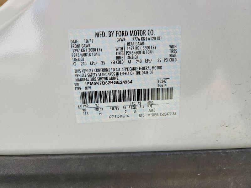Aukcja sprzedaży 2017 Ford Explorer, vin: 1FM5K7B82HGE24984, numer aukcji: 54205436