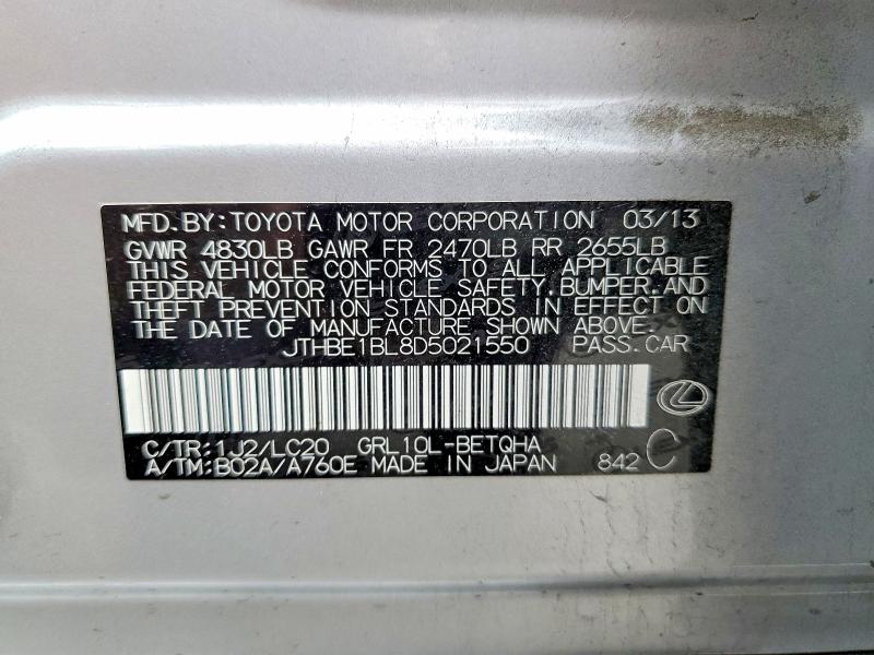 2013 Lexus Gs მანქანა იყიდება აუქციონზე, vin: JTHBE1BL8D5021550, აუქციონის ნომერი: 52949026