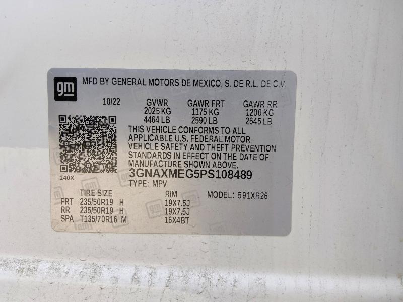 Продаж на аукціоні авто 2023 Chevrolet Equinox, vin: 3GNAXMEG5PS108489, номер лоту: 51912076