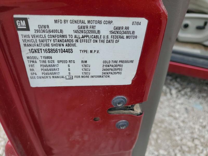 Продажа на аукционе авто 2005 Gmc Envoy, vin: 1GKET16S856104403, номер лота: 54297856