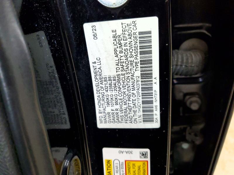 53444726 :رقم المزاد ، 1HGCY1F2XPA037812 vin ، 2023 Honda Accord مزاد بيع