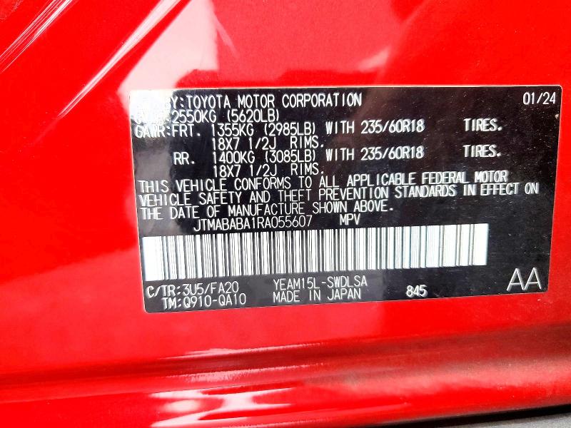 51922476 :رقم المزاد ، JTMABABA1RA055607 vin ، 2024 Subaru Solterra مزاد بيع