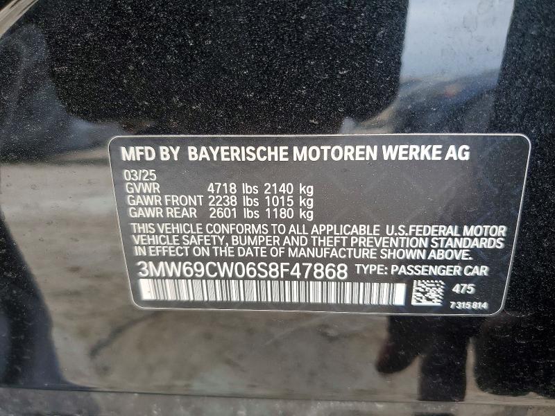 Продаж на аукціоні авто 2025 Bmw 330i, vin: 3MW69CW06S8F47868, номер лоту: 52750436