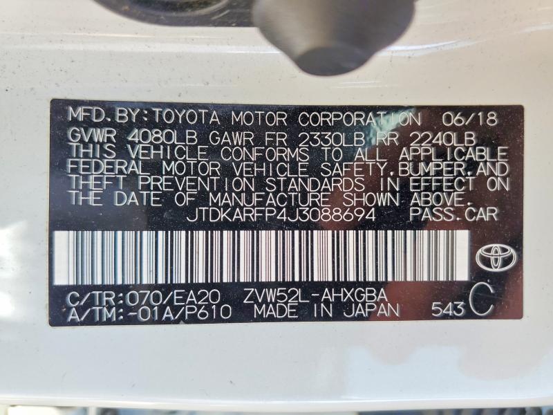 53283986 :رقم المزاد ، JTDKARFP4J3088694 vin ، 2018 Toyota Prius Prime مزاد بيع