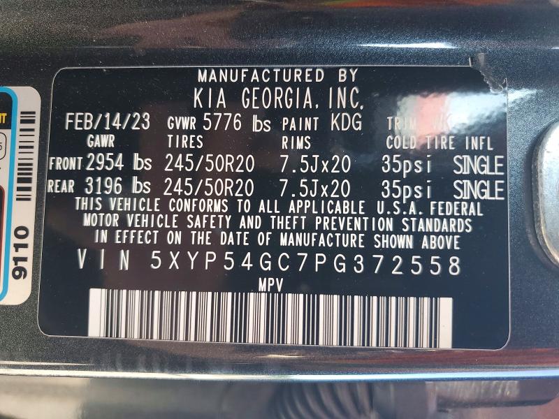2023 Kia Telluride მანქანა იყიდება აუქციონზე, vin: 5XYP54GC7PG372558, აუქციონის ნომერი: 52375736