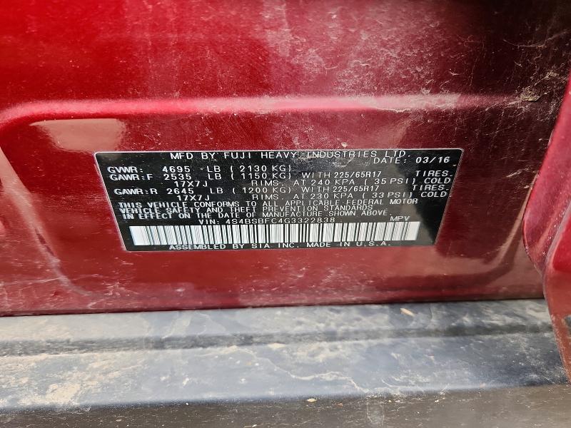 Aukcja sprzedaży 2016 Subaru Outback, vin: 4S4BSBFC4G3322838, numer aukcji: 51335766
