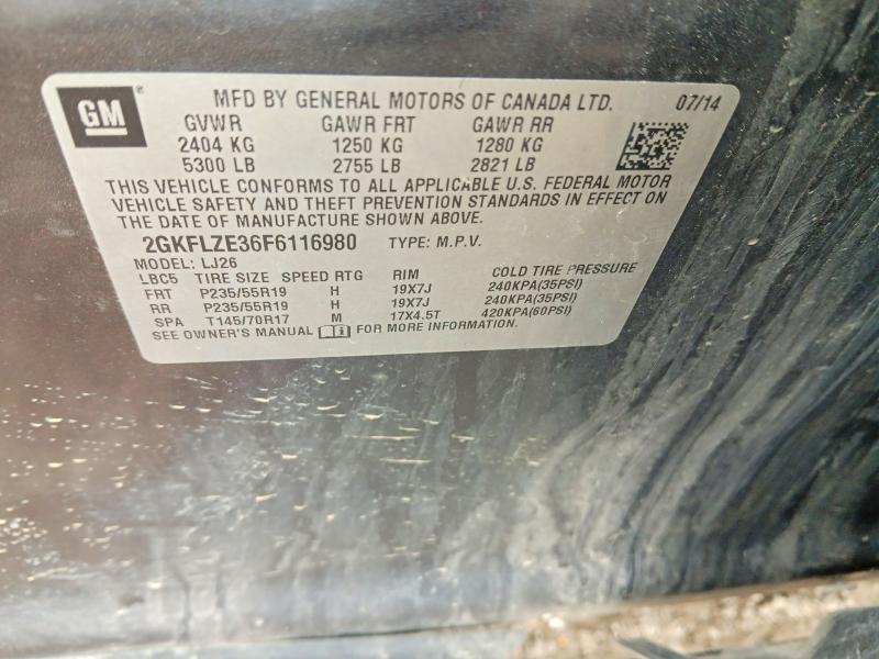 Aukcja sprzedaży 2015 Gmc Terrain, vin: 2GKFLZE36F6116980, numer aukcji: 53899206