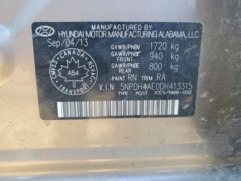 Aukcja sprzedaży 2013 Hyundai Elantra, vin: 5NPDH4AE0DH413315, numer aukcji: 55421236