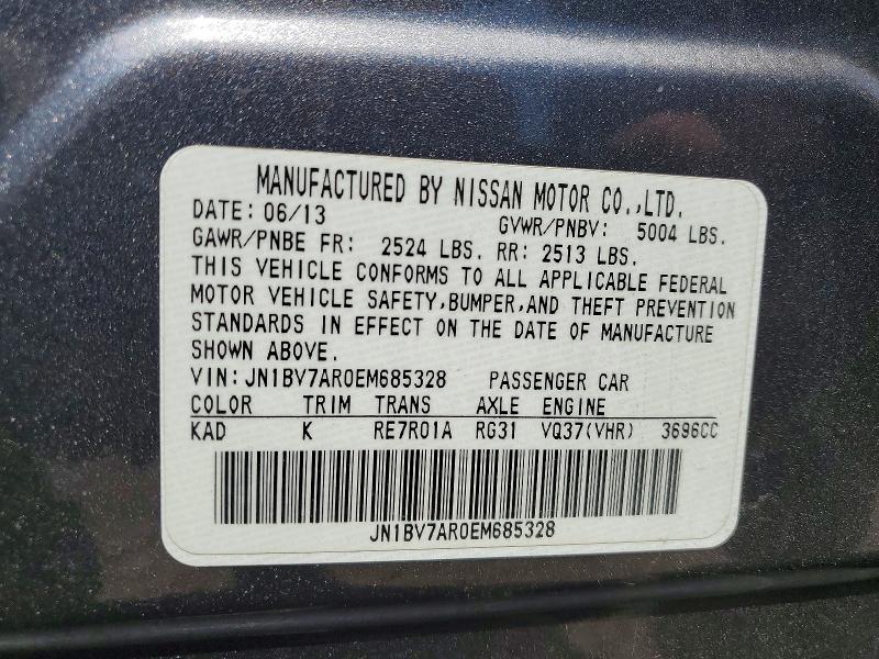 Продажа на аукционе авто 2014 Infiniti Q50, vin: JN1BV7AR0EM685328, номер лота: 54065626