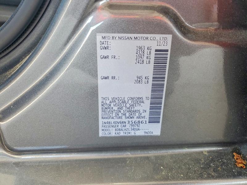 Продажа на аукционе авто 2024 Nissan Altima, vin: 1N4BL4DV6RN356861, номер лота: 52338026