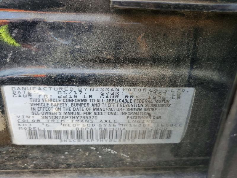 53068966 :رقم المزاد ، 3N1CB7AP7HY265370 vin ، 2017 Nissan Sentra مزاد بيع