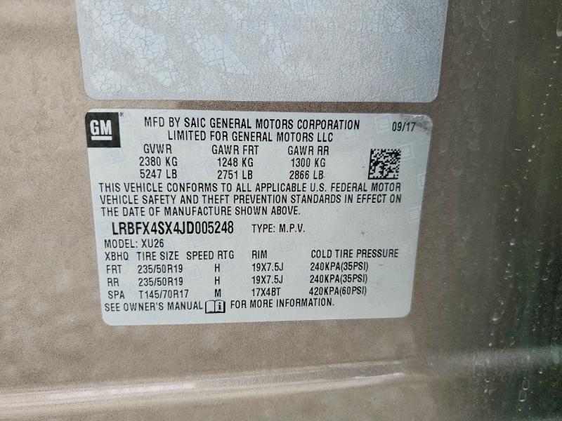 Aukcja sprzedaży 2018 Buick Envision, vin: LRBFX4SX4JD005248, numer aukcji: 52993426