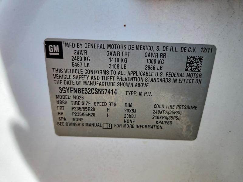 Aukcja sprzedaży 2012 Cadillac Srx, vin: 3GYFNBE32CS557414, numer aukcji: 52244746