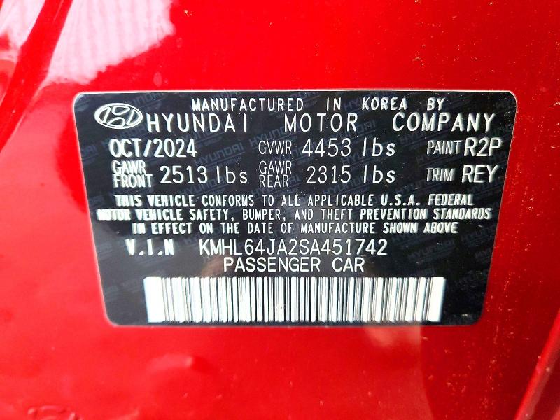 54592956 :رقم المزاد ، KMHL64JA2SA451742 vin ، 2025 Hyundai Sonata مزاد بيع