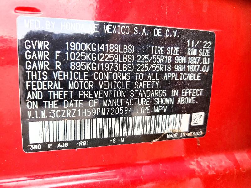 Aukcja sprzedaży 2023 Honda Hr-v, vin: 3CZRZ1H59PM720594, numer aukcji: 53824946