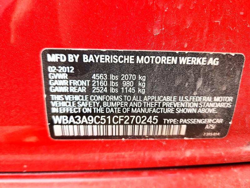 Продажа на аукционе авто 2012 Bmw 335, vin: WBA3A9C51CF270245, номер лота: 54332626