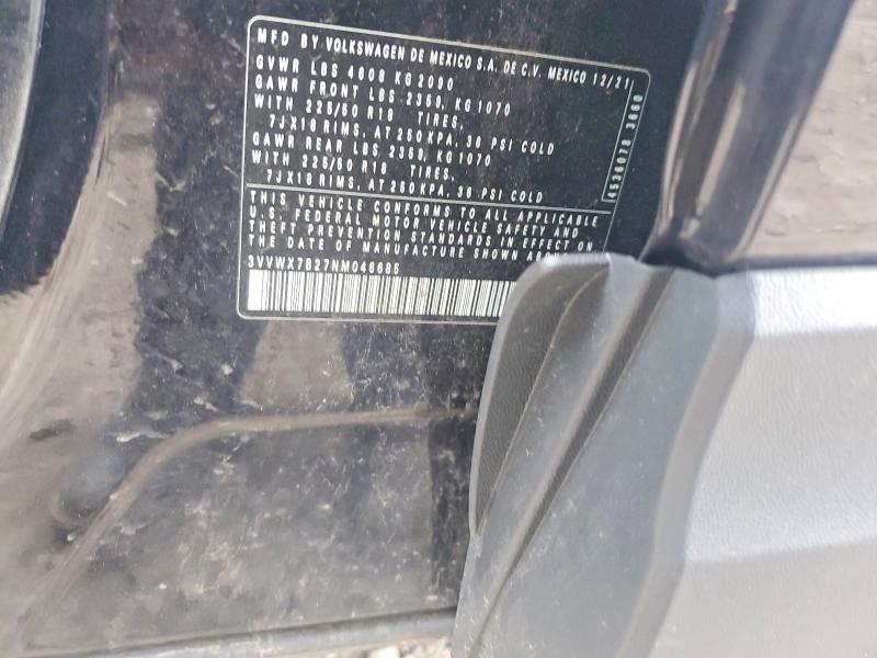 Продажа на аукционе авто 2022 Volkswagen Taos, vin: 3VVWX7B27NM046685, номер лота: 53646666