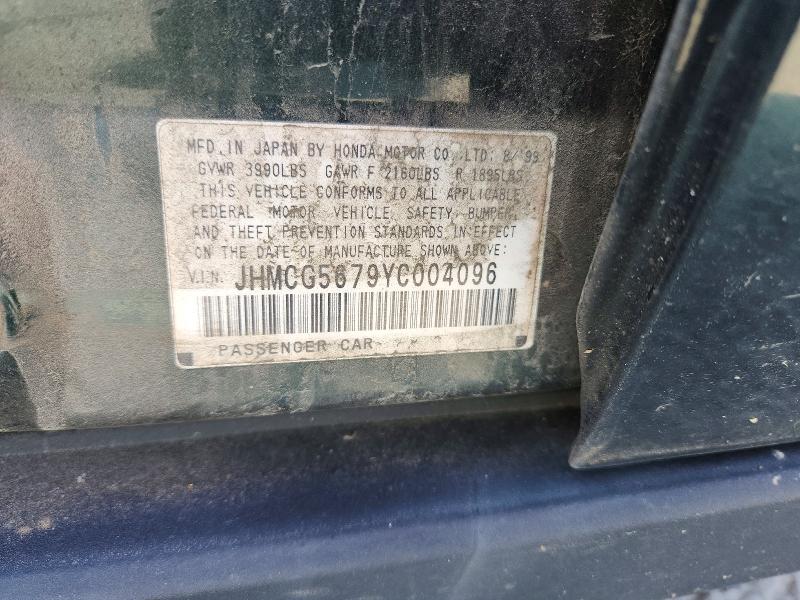 Продаж на аукціоні авто 2000 Honda Accord, vin: JHMCG5679YC004096, номер лоту: 52474416