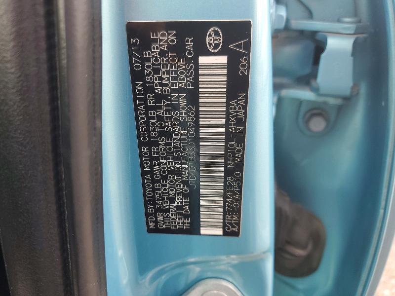 2013 Toyota Prius C მანქანა იყიდება აუქციონზე, vin: JTDKDTB33D1049862, აუქციონის ნომერი: 55014446