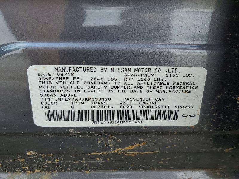 55102946 :رقم المزاد ، JN1EV7AR7KM553420 vin ، 2019 Infiniti Q50 مزاد بيع