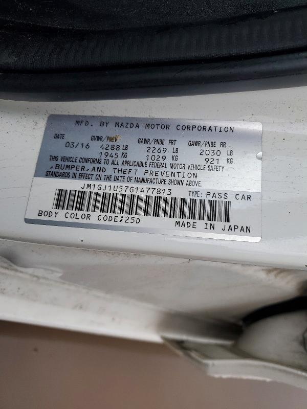 54192326 :رقم المزاد ، JM1GJ1U57G1477813 vin ، 2016 Mazda 6 مزاد بيع