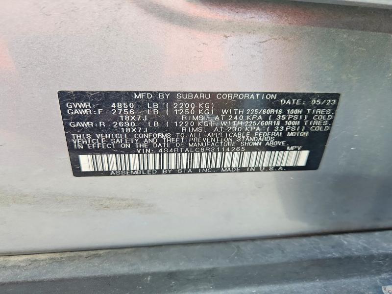 52447546 :رقم المزاد ، 4S4BTALC8R3114265 vin ، 2024 Subaru Outback مزاد بيع