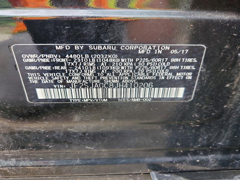 54966366 :رقم المزاد ، JF2SJAGC8JH410206 vin ، 2018 Subaru Forester مزاد بيع