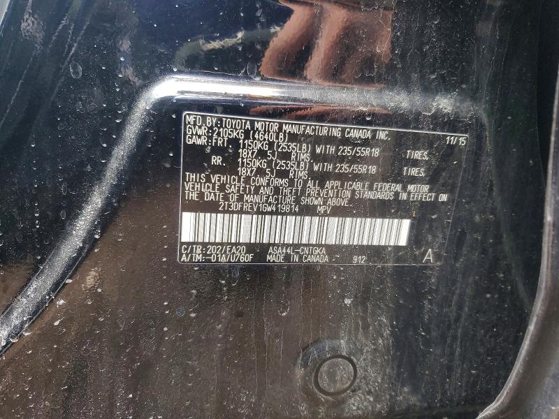 52067086 :رقم المزاد ، 2T3DFREV1GW419814 vin ، 2016 Toyota Rav4 مزاد بيع