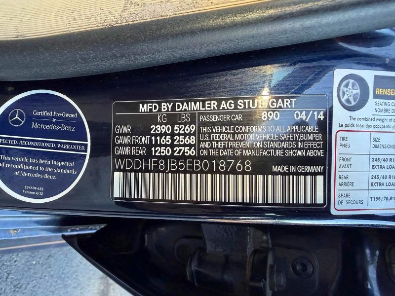 Продажа на аукционе авто 2014 Mercedes-benz E, vin: WDDHF8JB5EB018768, номер лота: 52102786