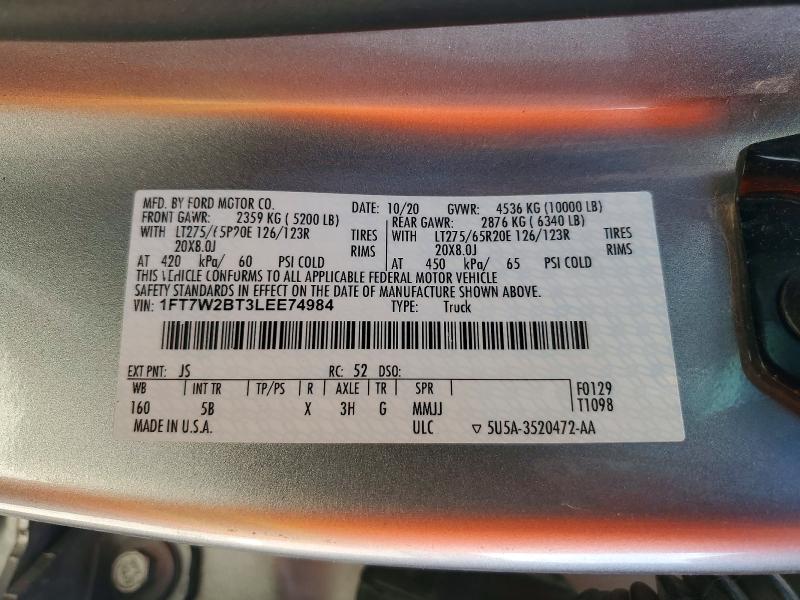 Продаж на аукціоні авто 2020 Ford F250, vin: 1FT7W2BT3LEE74984, номер лоту: 54622896