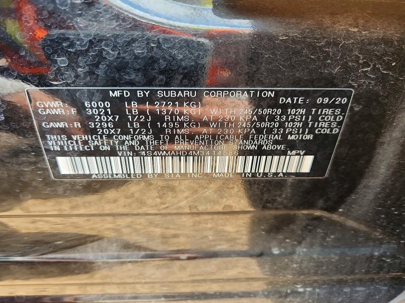 Aukcja sprzedaży 2021 Subaru Ascent, vin: 4S4WMAHD4M3414586, numer aukcji: 54473706