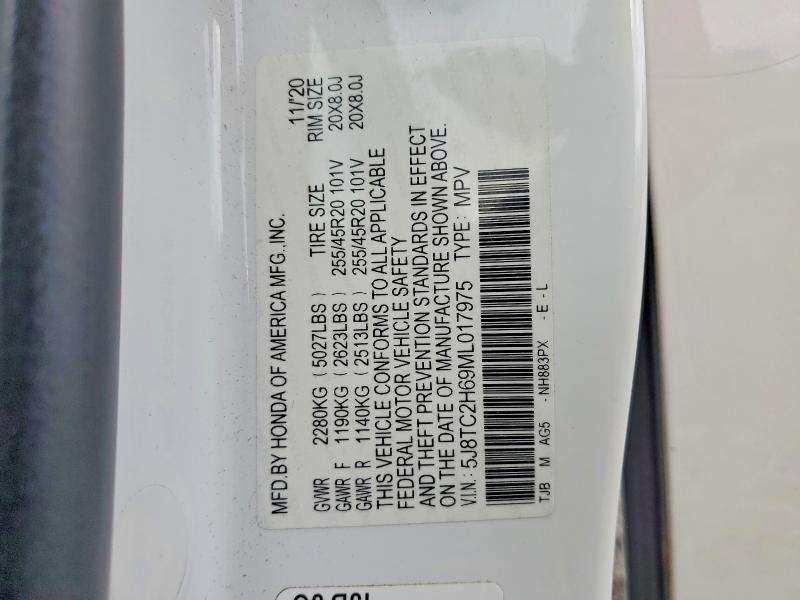 53629216 :رقم المزاد ، 5J8TC2H69ML017975 vin ، 2021 Acura Rdx مزاد بيع