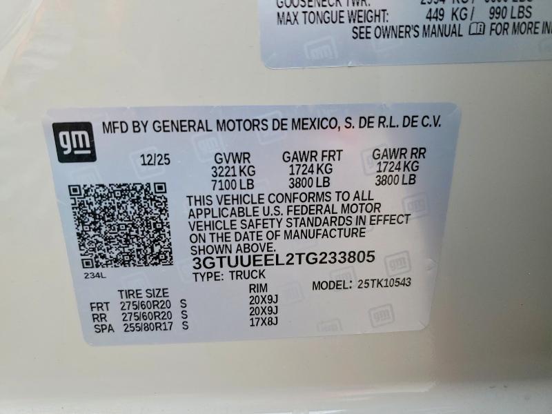 Aukcja sprzedaży 2026 Gmc Sierra, vin: 3GTUUEEL2TG233805, numer aukcji: 52211026