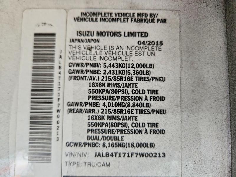 Продаж на аукціоні авто 2015 Isuzu Npr, vin: JALB4T171F7W00213, номер лоту: 53124086