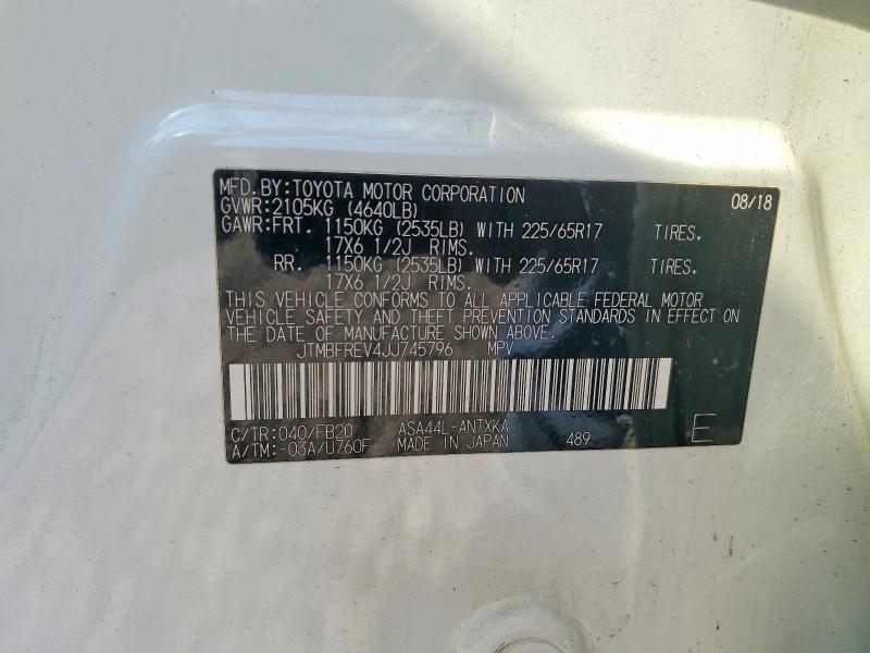 Продаж на аукціоні авто 2018 Toyota Rav4, vin: JTMBFREV4JJ745796, номер лоту: 54059346