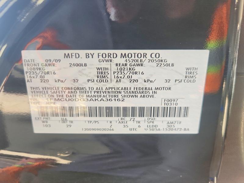 Aukcja sprzedaży 2010 Ford Escape, vin: 1FMCU0DG3AKA36162, numer aukcji: 53318376