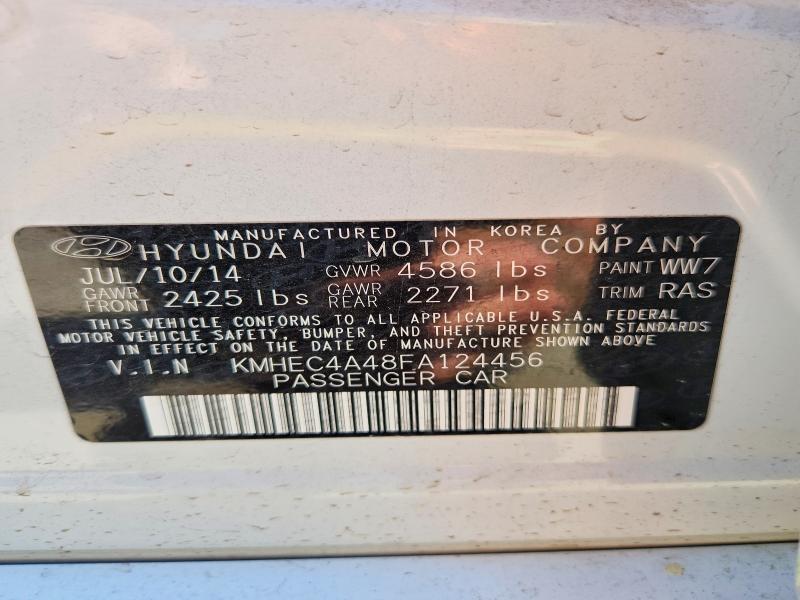 52582206 :رقم المزاد ، KMHEC4A48FA124456 vin ، 2015 Hyundai Sonata Hybrid مزاد بيع
