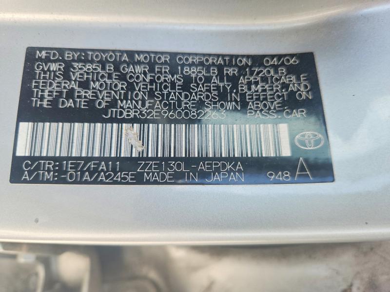 Aukcja sprzedaży 2006 Toyota Corolla, vin: JTDBR32E960082263, numer aukcji: 54242916
