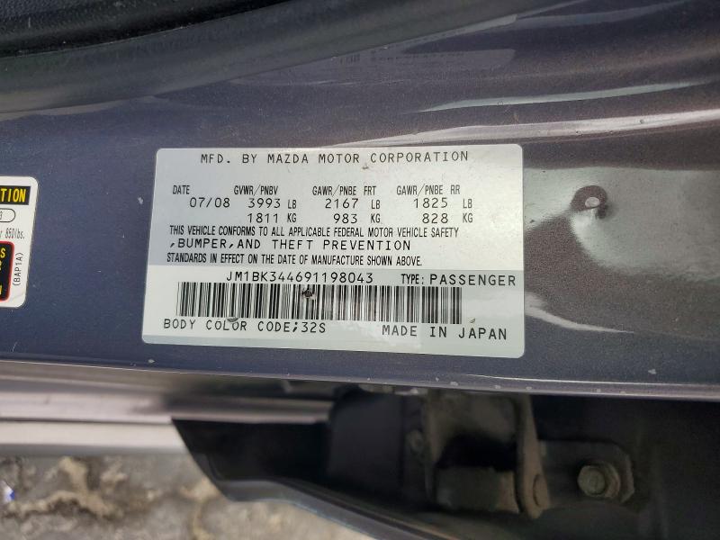 Продажа на аукционе авто 2009 Mazda 3, vin: JM1BK344691198043, номер лота: 55174626