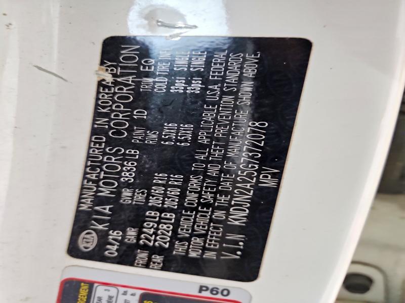 Aukcja sprzedaży 2016 Kia Soul, vin: KNDJN2A25G7372078, numer aukcji: 53987766
