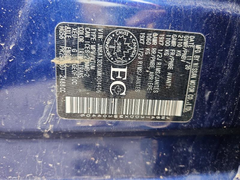 53255206 :رقم المزاد ، JN8AT3DDXMW304406 vin ، 2021 Nissan Rogue مزاد بيع