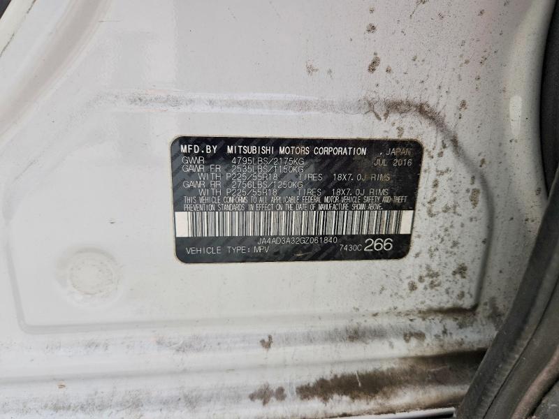 2016 Mitsubishi Outlander მანქანა იყიდება აუქციონზე, vin: JA4AD3A32GZ061840, აუქციონის ნომერი: 55711026