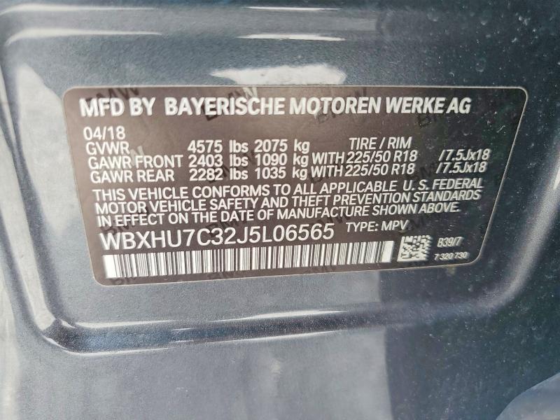 54987506 :رقم المزاد ، WBXHU7C32J5L06565 vin ، 2018 Bmw X1 مزاد بيع
