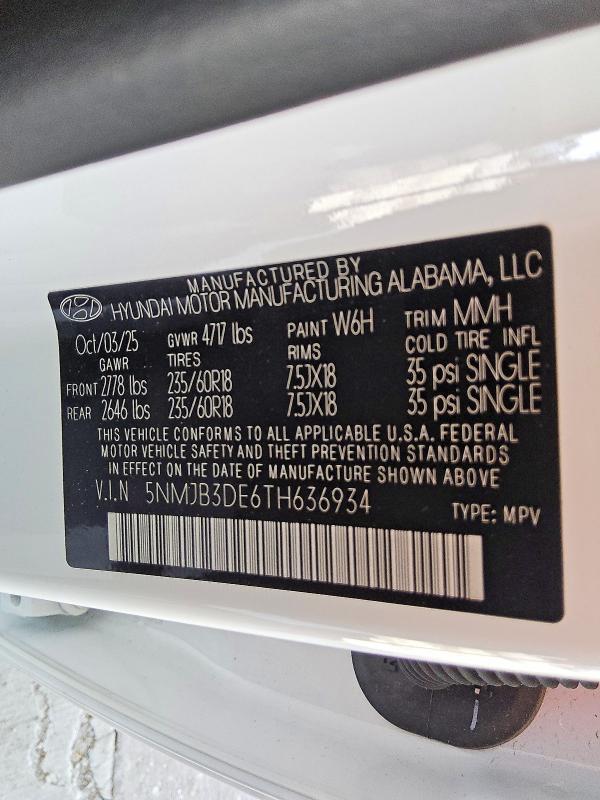 Продаж на аукціоні авто 2026 Hyundai Tucson, vin: 5NMJB3DE6TH636934, номер лоту: 53309106
