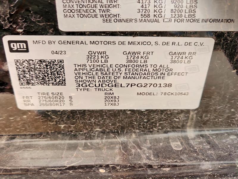 54086246 :رقم المزاد ، 3GCUDGEL7PG270138 vin ، 2023 Chevrolet Silverado مزاد بيع