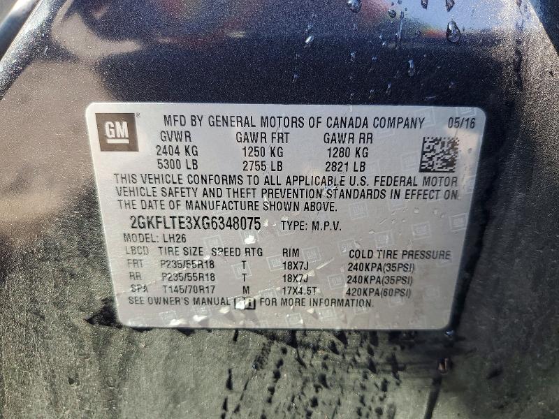 2016 Gmc Terrain მანქანა იყიდება აუქციონზე, vin: 2GKFLTE3XG6348075, აუქციონის ნომერი: 55231986