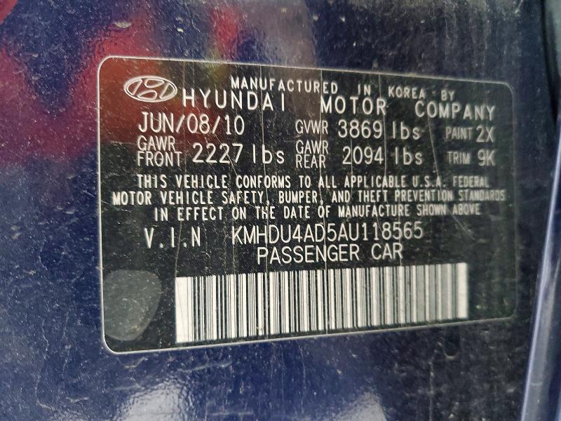 Продажа на аукционе авто 2010 Hyundai Elantra, vin: KMHDU4AD5AU118565, номер лота: 53802286