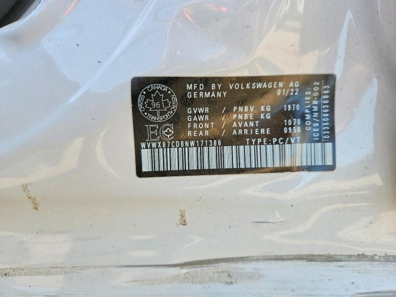 Продажа на аукционе авто 2022 Volkswagen Gti, vin: WVWX87CD8NW171386, номер лота: 52467316