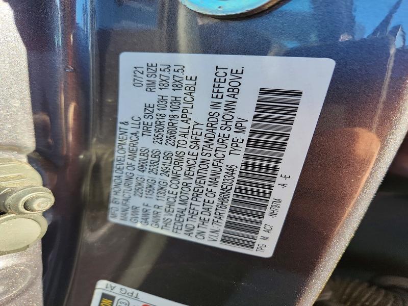52811606 :رقم المزاد ، 7FART6H86ME033446 vin ، 2021 Honda Cr-v مزاد بيع